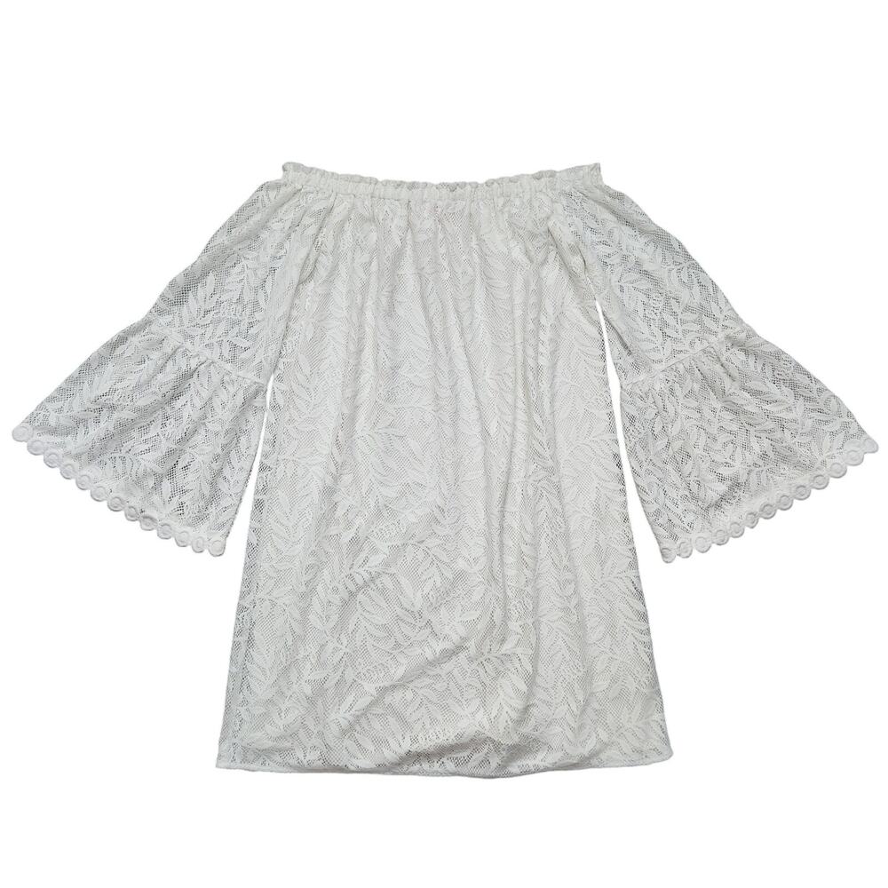 Lilly Pulitzer Nevie Resort White Swirling Leaves Lilly lace Dress Size S